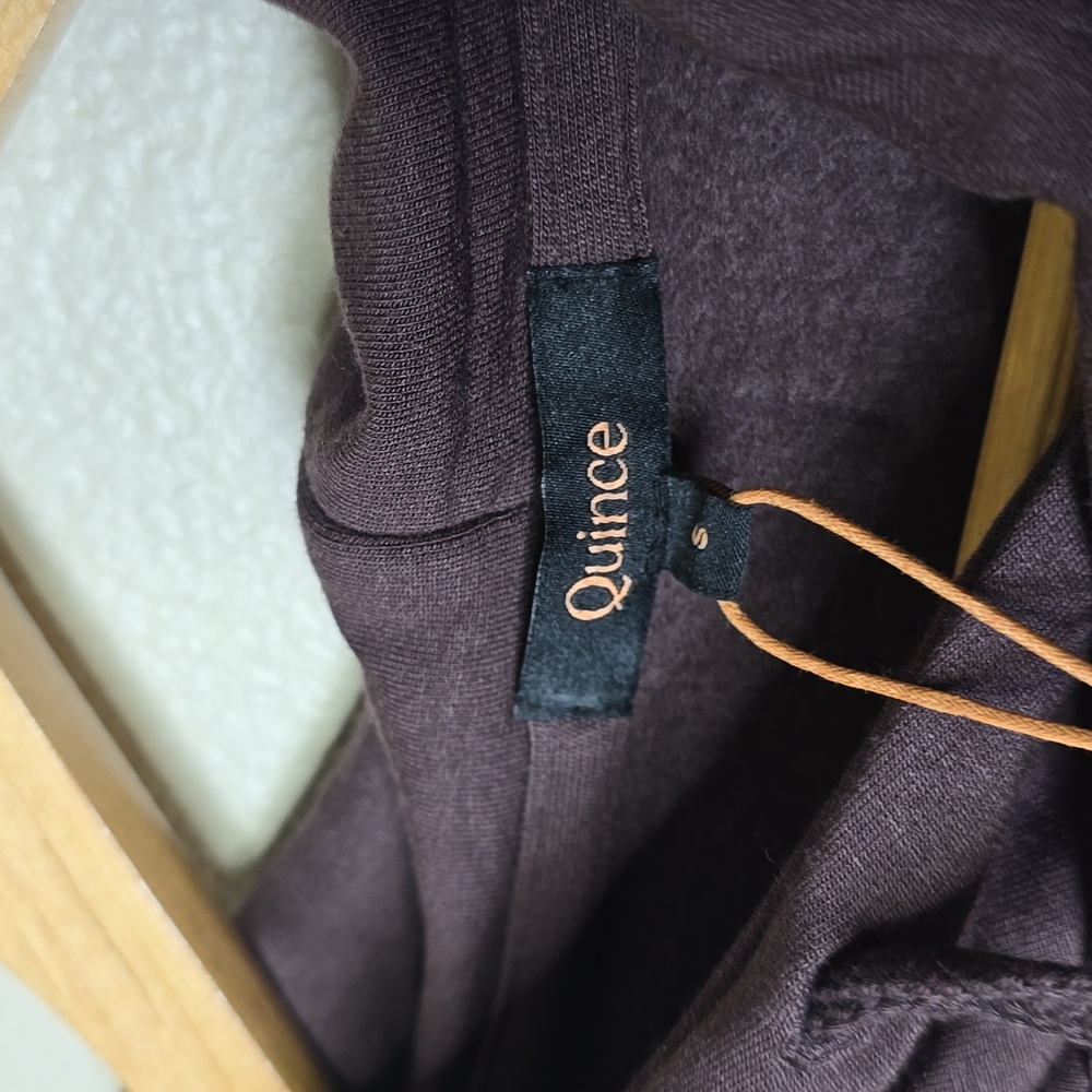 Quince Supersoft Fleece Hooded Pullover Sweatshirt In Dried Fig Size S Nwt. - Picture 4 of 6